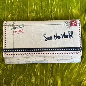 MiAmica File & Fly See The World Travel Wallet Document Organizer Clutch